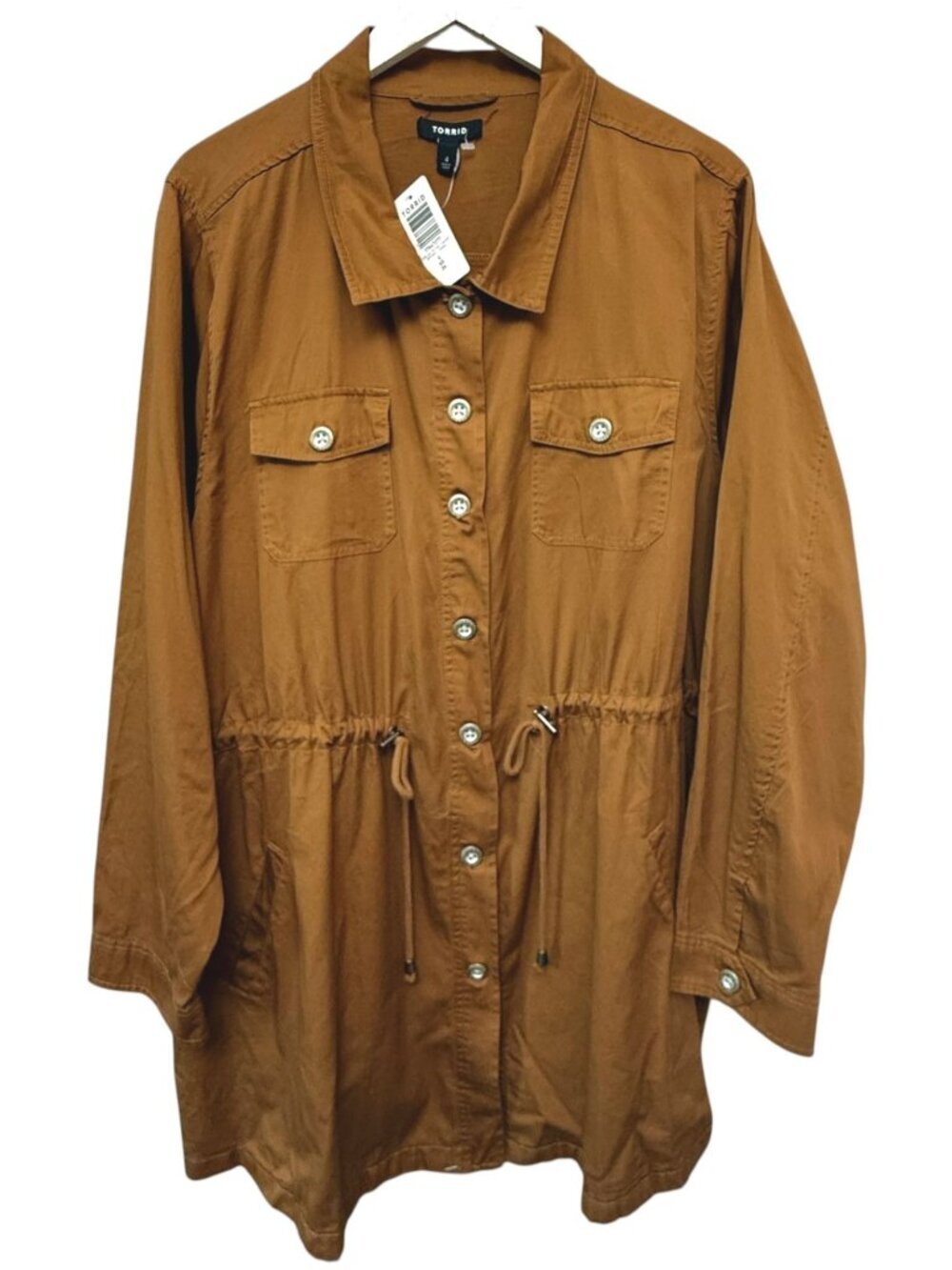 TORRID Utility Jacket Plus Size 4X Brown Drawstring Safari Military Casual NWT